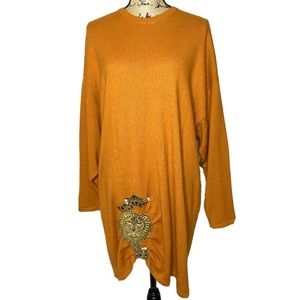 Ella Singh Orange Silk Cashmere Sweater Dress